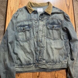 Denim jacket with corduroy collar L